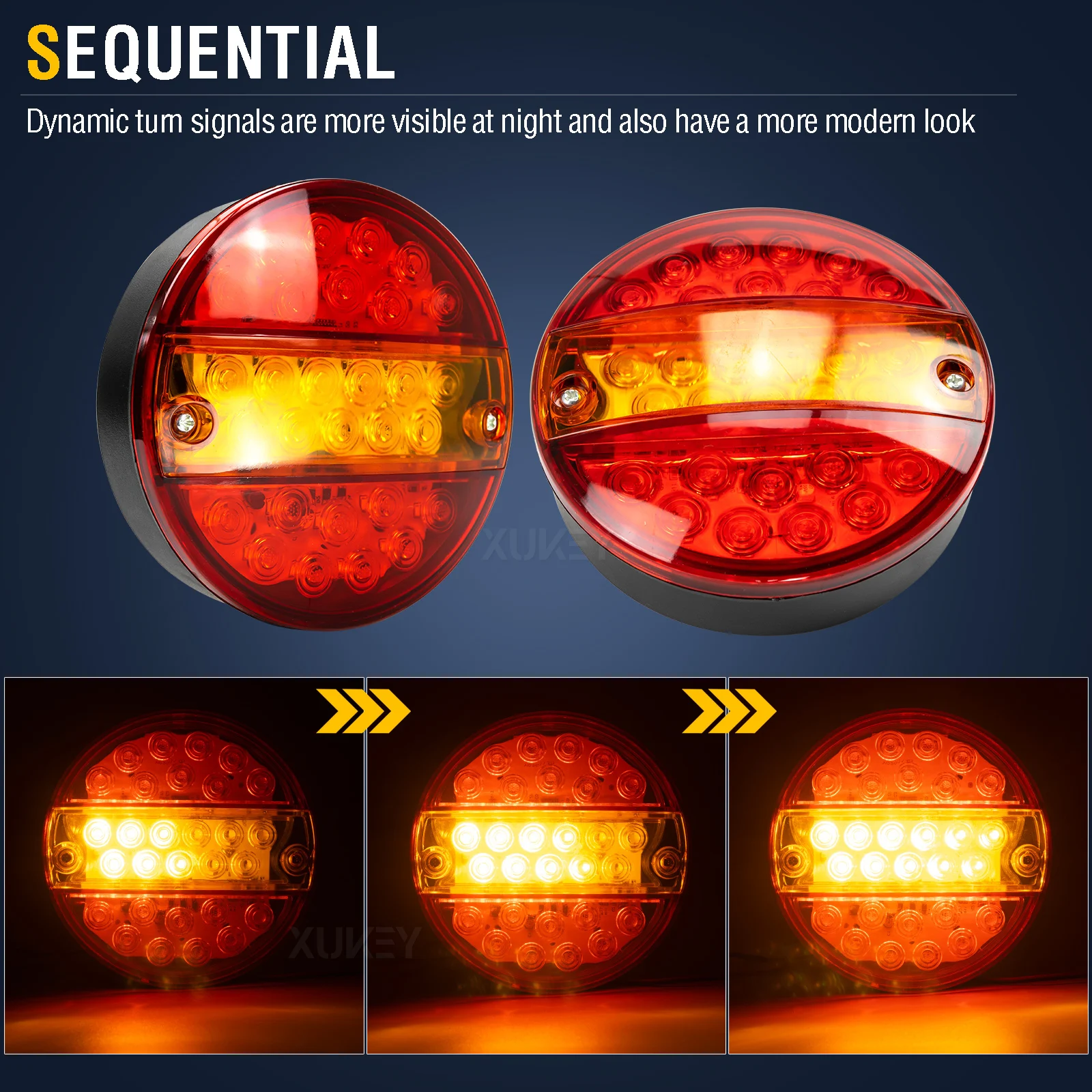 Luz trasera LED redonda para remolque y camión con intermitente - imagen 2