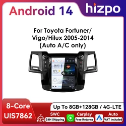 Hizpo Radio Android14 para Toyota Fortuner/Hilux 2005-2014 con CarPlay