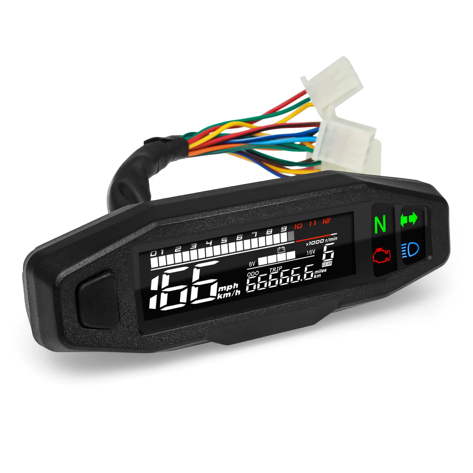 Tacómetro digital universal para moto con velocímetro y sensor RPM - imagen 2