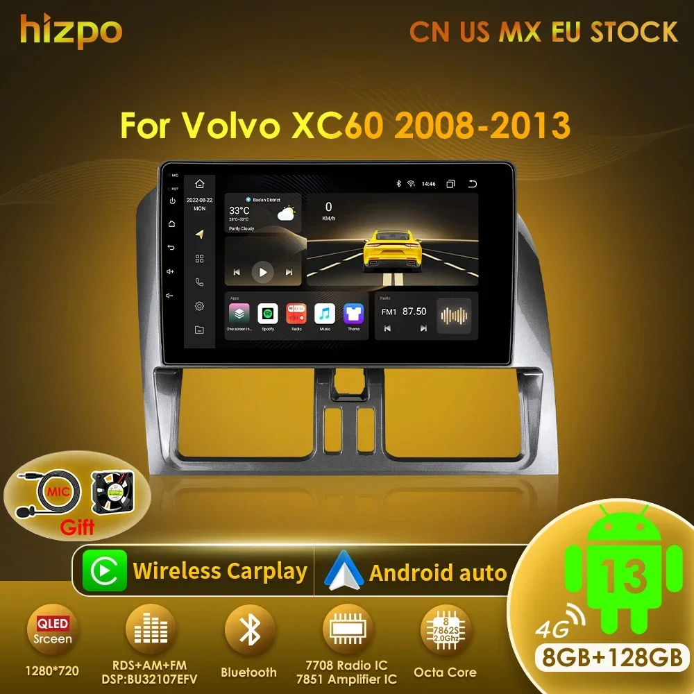 Radio Android Hizpo para Volvo XC60 2008-2013 con GPS y CarPlay