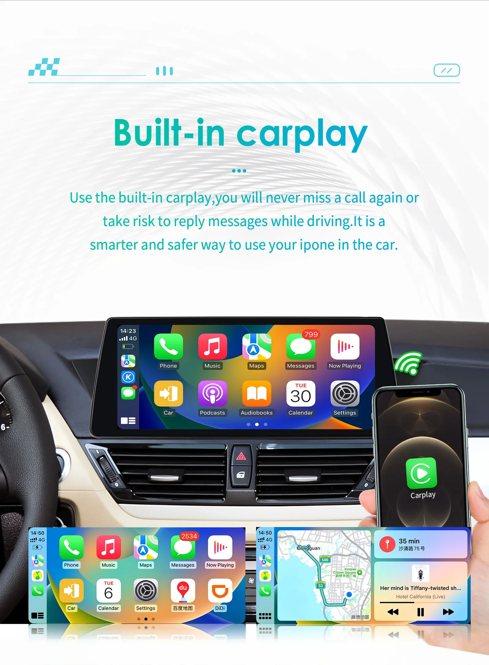 Autoradio Carplay Android 13, 10,25 pulgadas para BMW F48 2016 2017 X1 E84 09-15, sistemas inteligentes multimedia para coche, unidad principal GPS navi - imagen 4