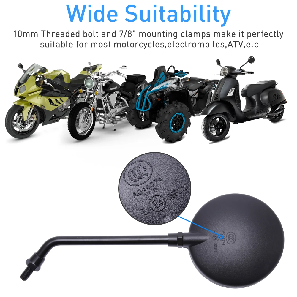 Espejos retrovisores universales redondos para moto y scooter - imagen 5