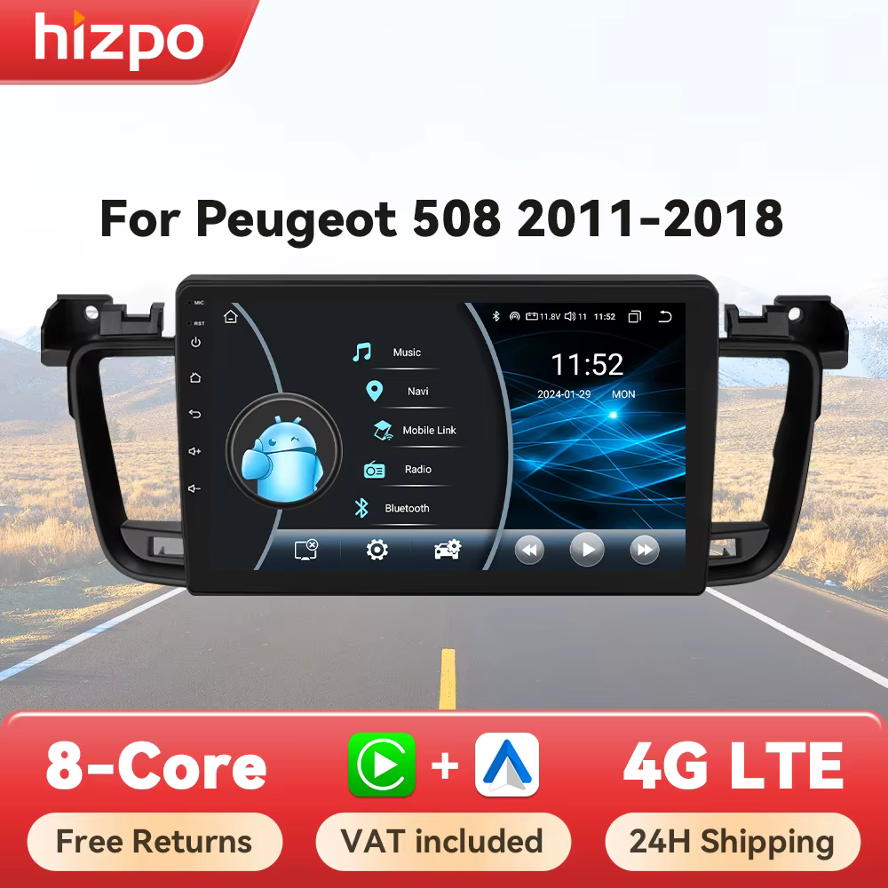 Radio Hizpo con CarPlay y Android Auto para Peugeot 508 (2011-2018)