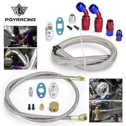PQY Kit líneas de aceite turbocompresor T3/T4 azul y rojo