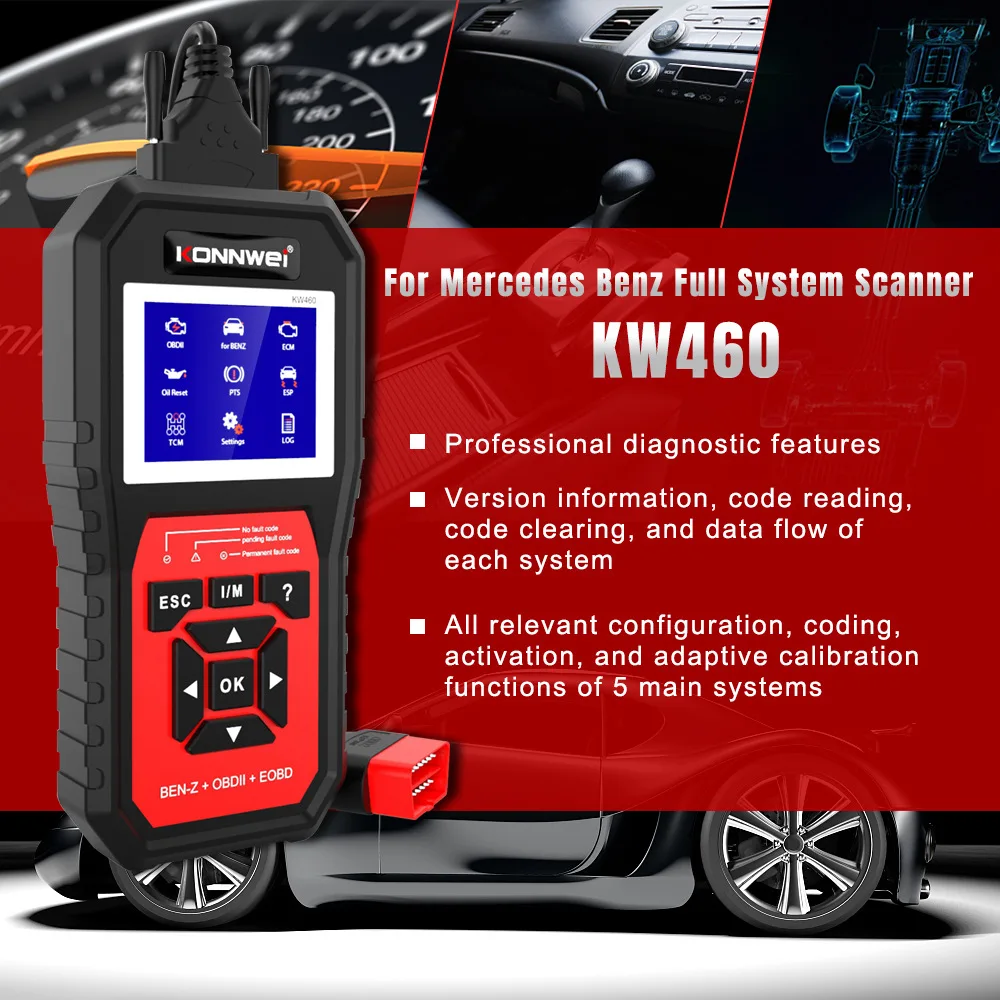 KW460 escáner de diagnosis para Mercedes-Benz, ABS y airbag - imagen 2