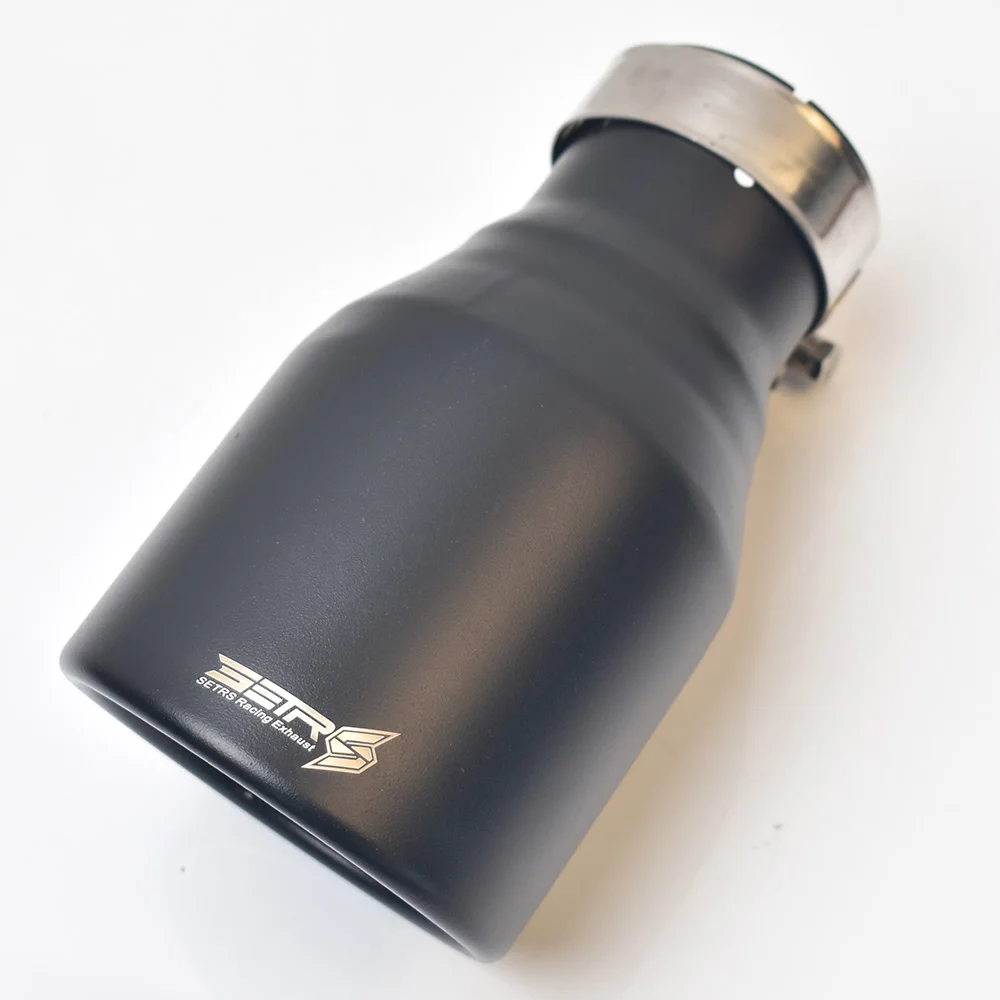 Terminal de escape universal inox negro mate con corte oblicuo