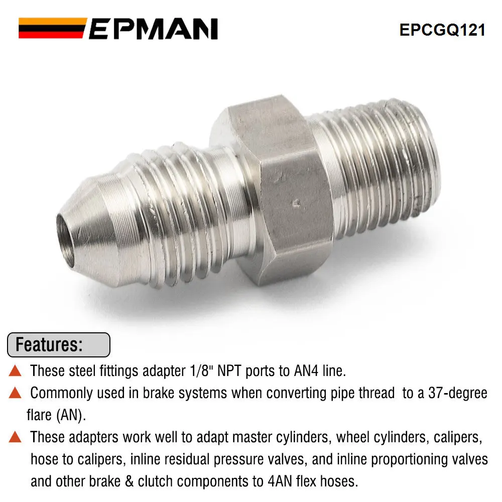 EPMAN Adaptador recto AN4 a NPT acero inoxidable – Tuberías aceite - imagen 5