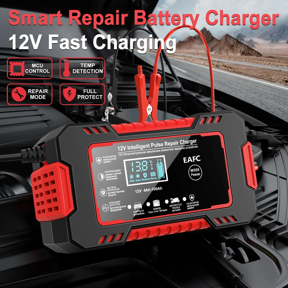 Cargador batería inteligente 12V 6A LCD – AGM, GEL y plomo-ácido - imagen 4