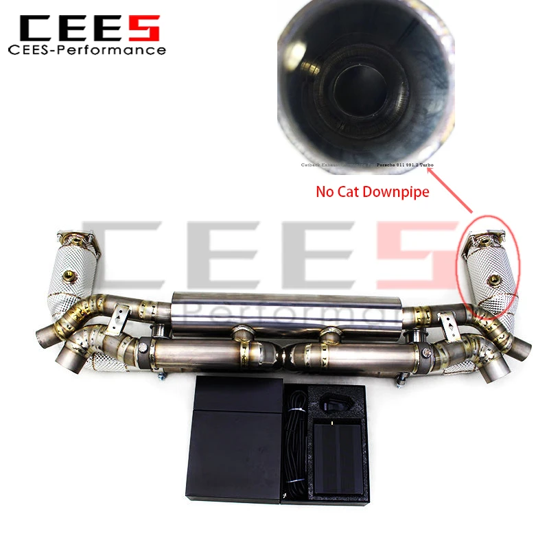 Silenciador de escape del eje trasero del coche de carreras cees para Porsche 911 991/991.2 Turbo 2017-2019 sistema de escape Catback con válvula con Control - imagen 5
