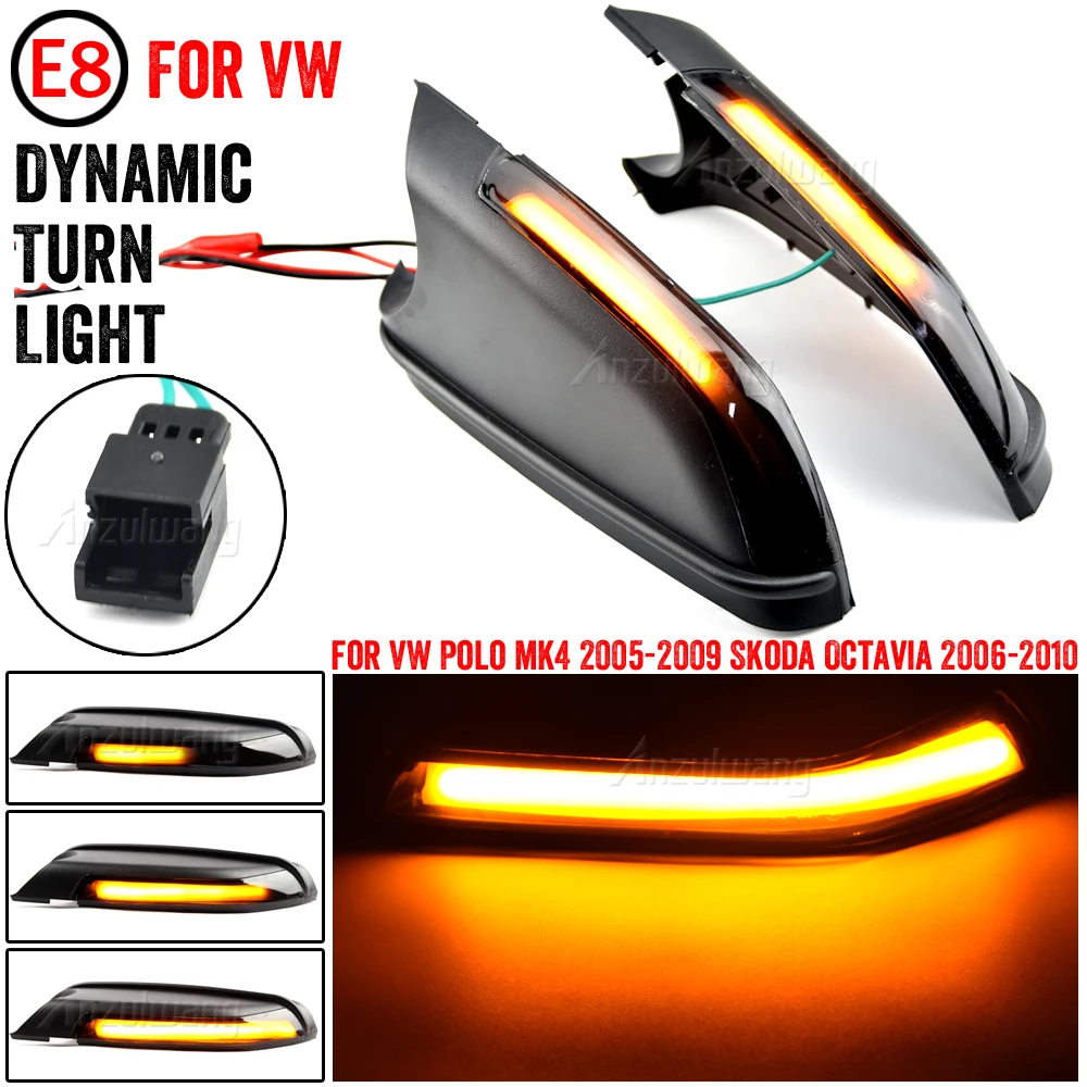 Indicador LED espejo retrovisor dinámico para VW Polo 9N y Skoda Octavia 1Z