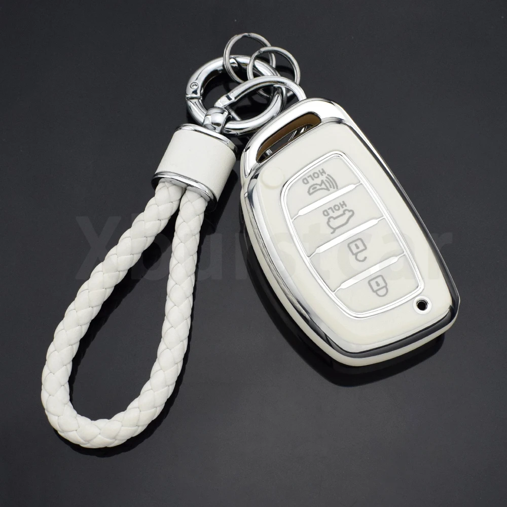 Funda para llave de coche de TPU de 4 botones para Hyundai Tucson Santa Fe Rena Sonata Elantra Creta Ix35 Ix45 I10 I30 I40 Auto Shell Fob - imagen 3