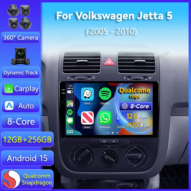 Radio Android CarPlay doble DIN GPS para VW Jetta 5 (2005-2010)