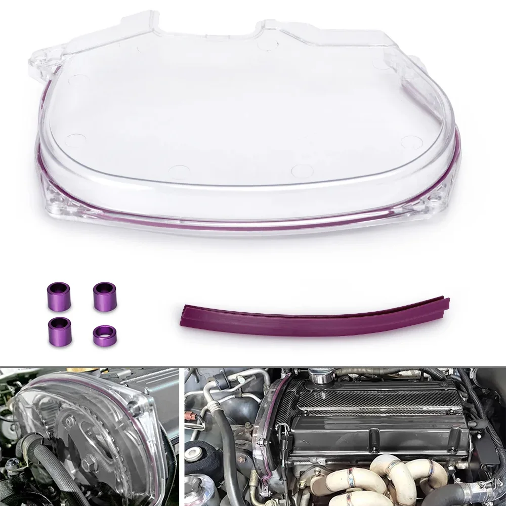 Para 96-05 Mitsubishi Evolution Lancer EVO4-8 4G63 cubierta de engranaje de leva transparente cubierta de correa de distribución cubierta de polea de manivela Turbo piezas de automóvil