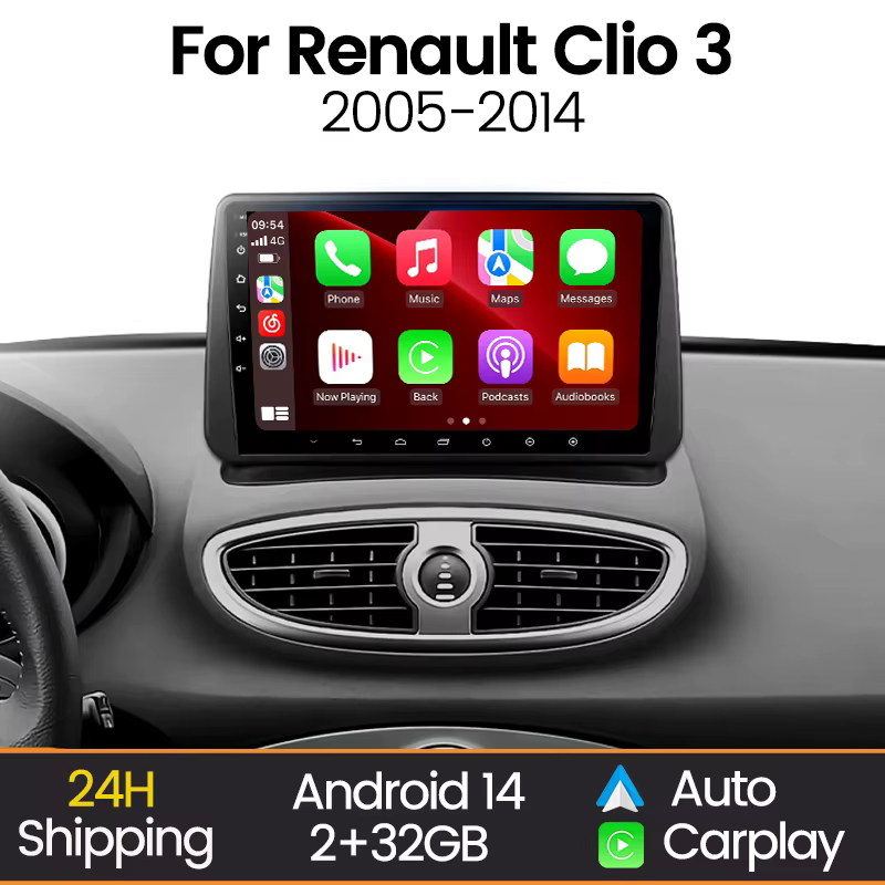 Radio MEKEDE CarPlay Android Auto inalámbrico – Renault Clio 3 2005-2014