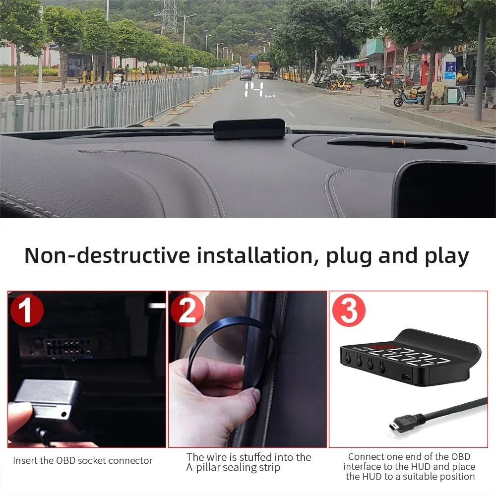 Pantalla HUD OBD para coche, velocímetro y temperatura del agua - imagen 5