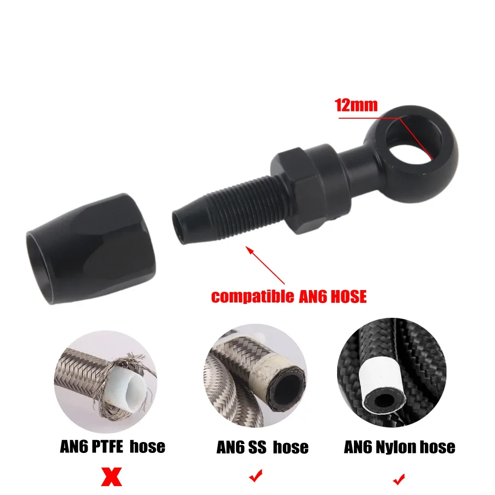 Nueva motocicleta hidráulica de acero inoxidable Nylon trenzado AN6 manguera de combustible Banjo 12 14mm con tornillo de embrague M12 M14 X 1,5 - imagen 5