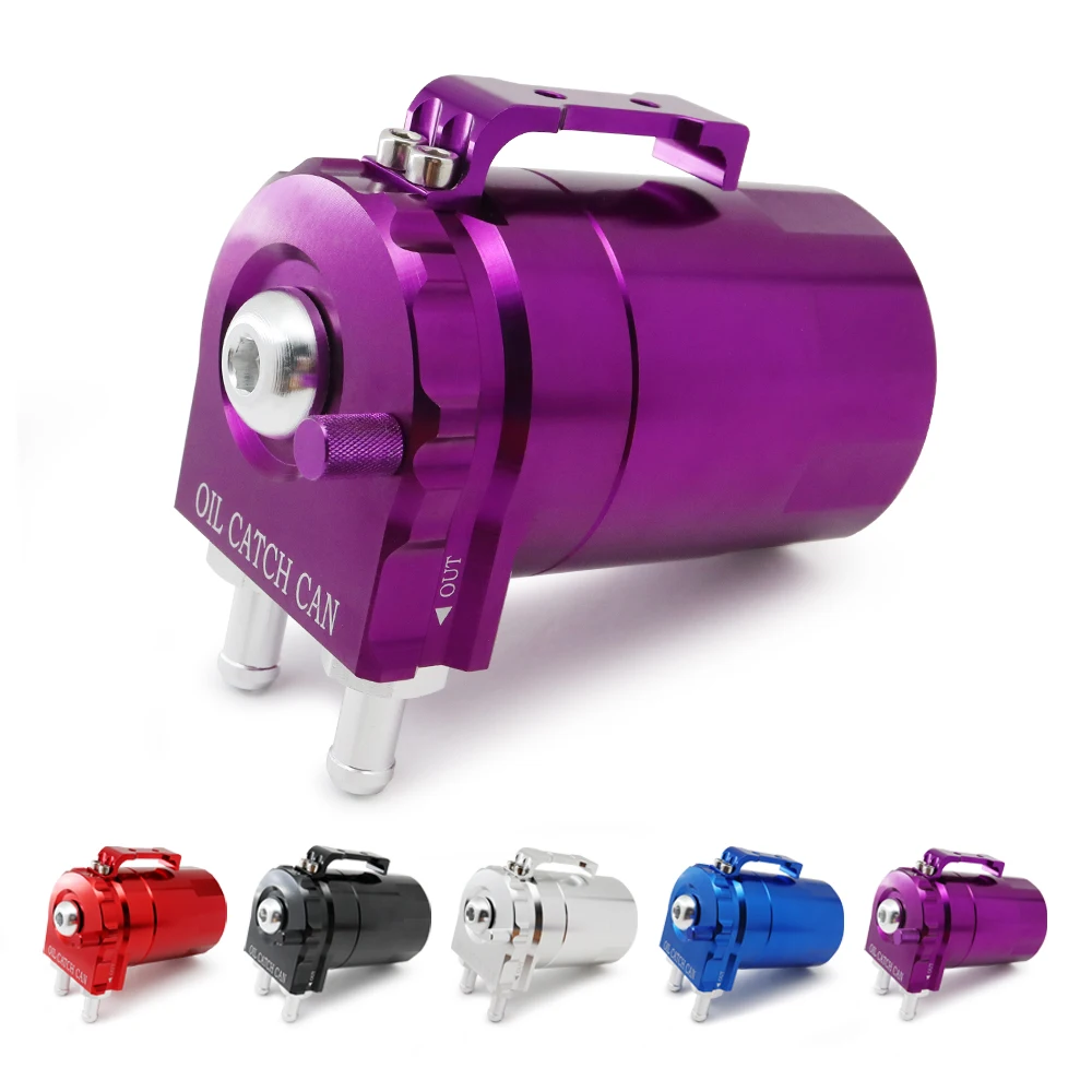 Tanque de captura de combustible con filtro de aire, trampa de aceite de aluminio Universal con volantes, rojo, negro, azul, plata, púrpura, Kit de lata de captura de aceite - imagen 3