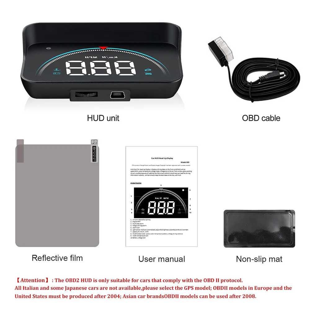 Pantalla HUD Head Up para coche, velocímetro OBD, proyector de parabrisas, medidor de velocidad de voltaje de temperatura del agua Digital inteligente con advertencia de exceso de velocidad - imagen 4