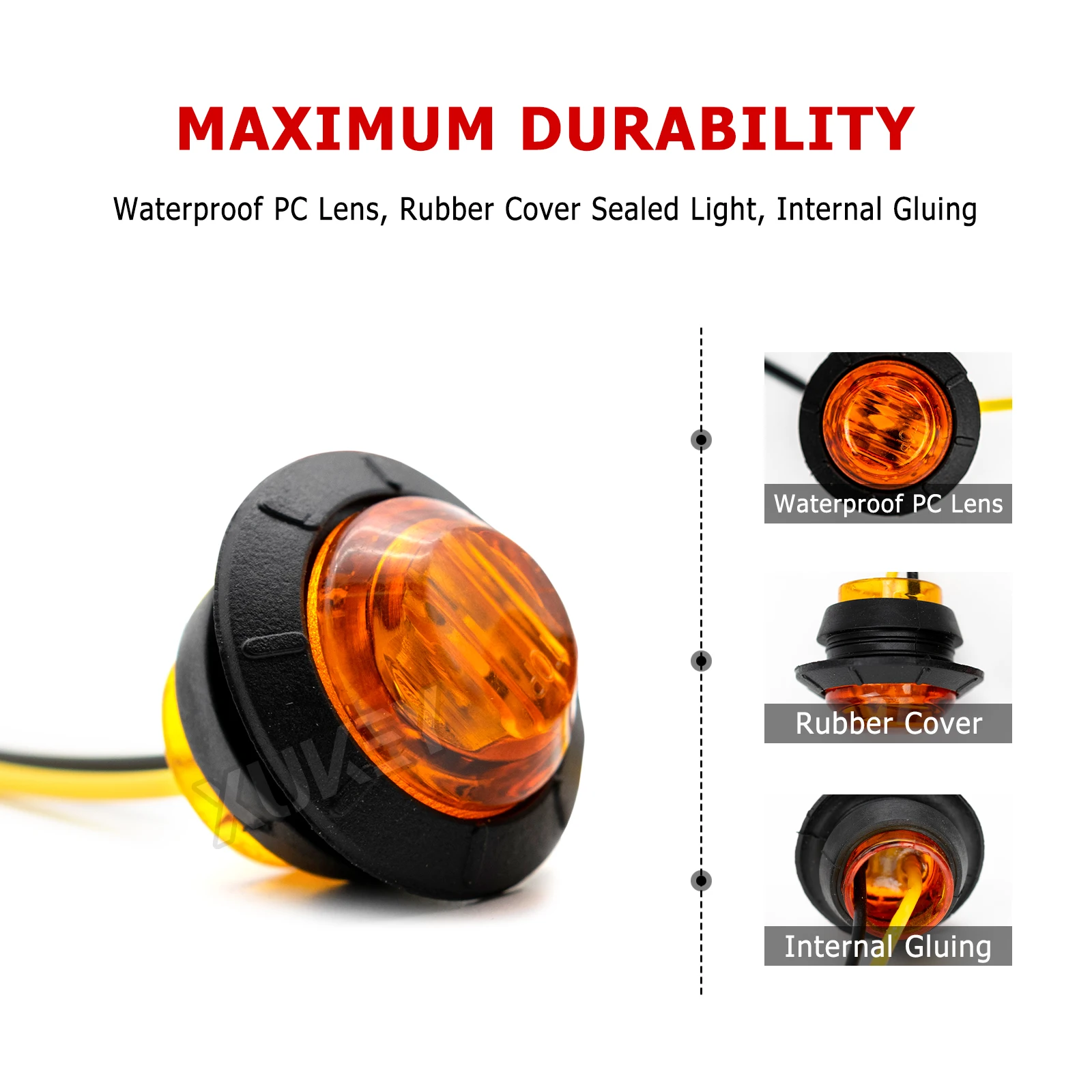 Luz LED de posición lateral ámbar 12V-24V para camión y caravana - imagen 2