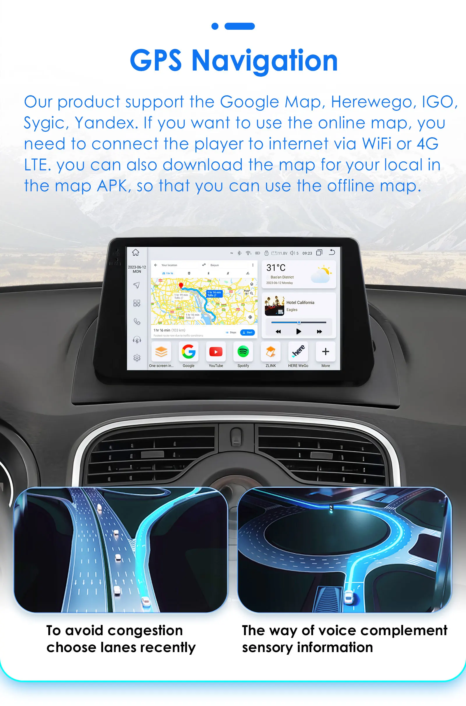 Hizpo Radio Android 2 DIN con CarPlay para Renault Kangoo 2009-2018 - imagen 5