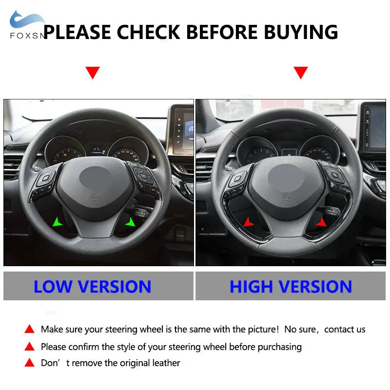 Cubierta de volante trenzada a mano para Toyota Izoa C-HR