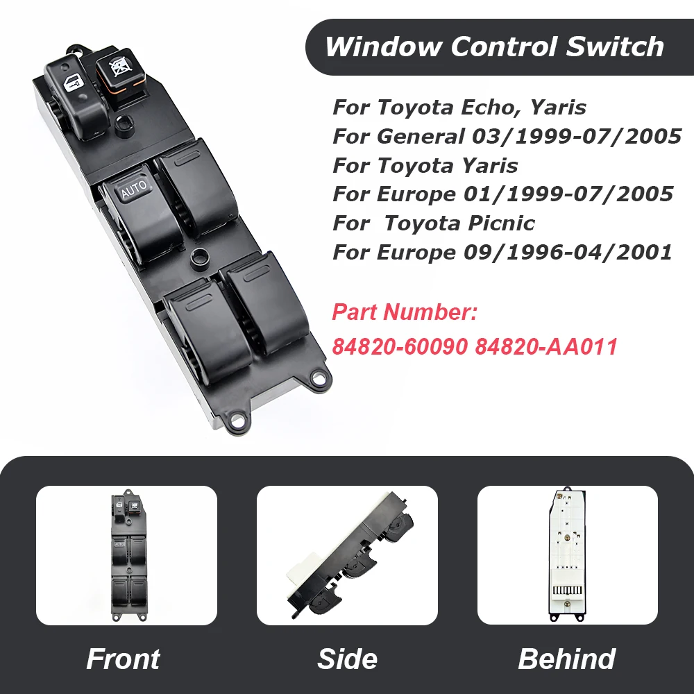 Interruptor elevalunas eléctrico Toyota 84820-60090 – Yaris Hilux