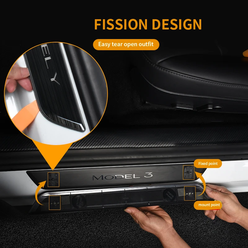Protectores de puerta y alféizar LED para Tesla Modelo Y - imagen 2