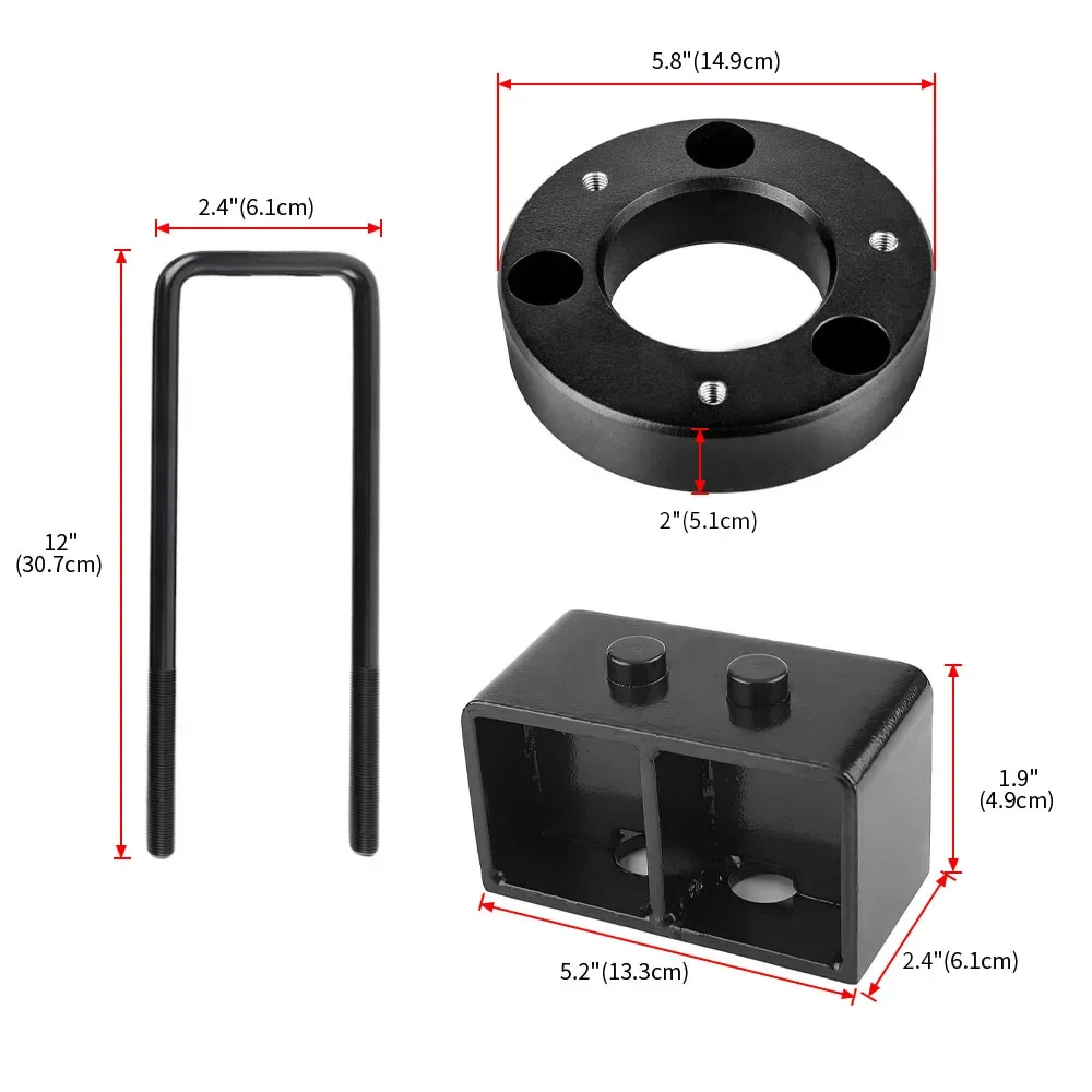 3" Front & Rear Suspension Lift Kit – Fits 2004-2008 Ford F-150 2WD/4WD | Coil Strut Spacers, Shocks, U-Bolt Kit - imagen 4