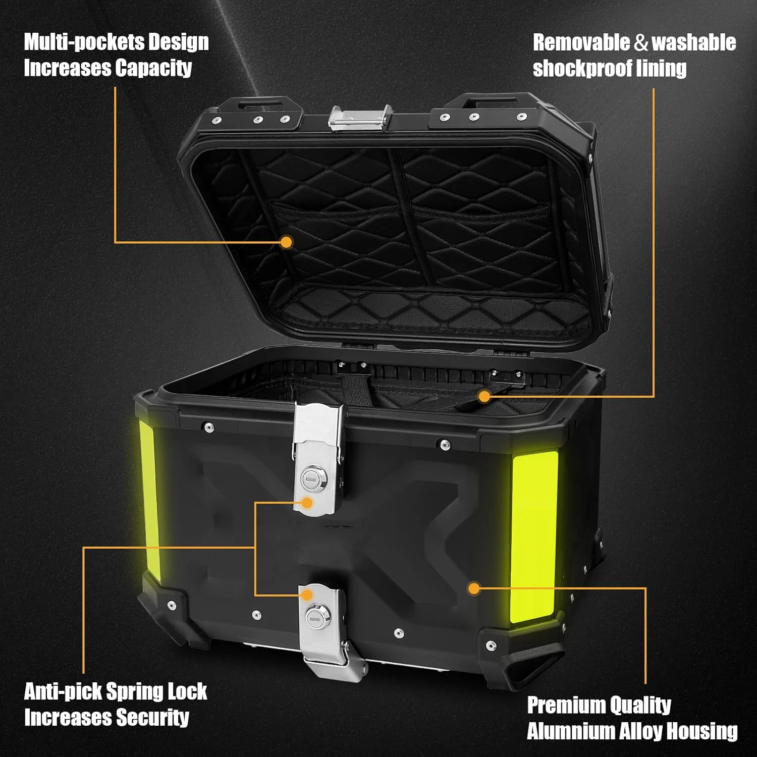 Interior acolchado de la caja de almacenamiento para moto
