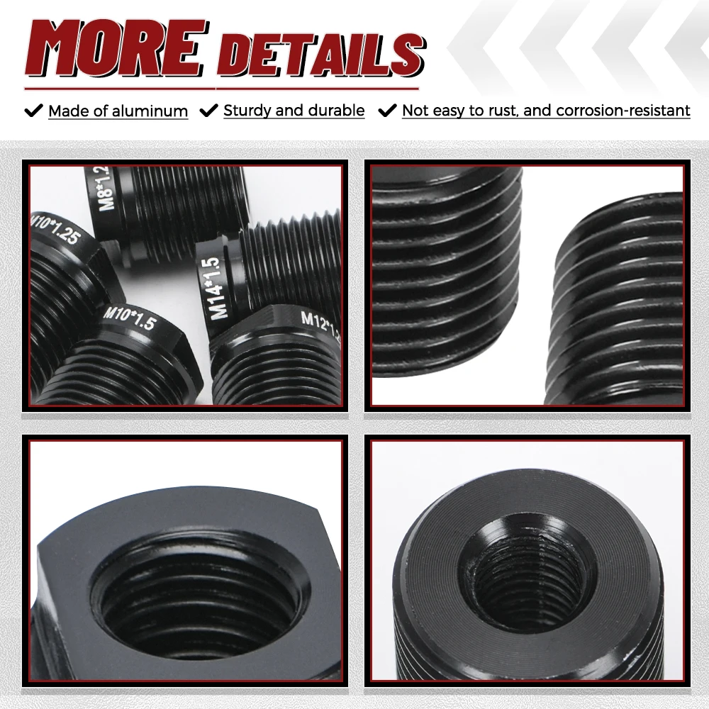 Adaptador pomo de cambio aluminio roscas internas M8 a M14 - imagen 4