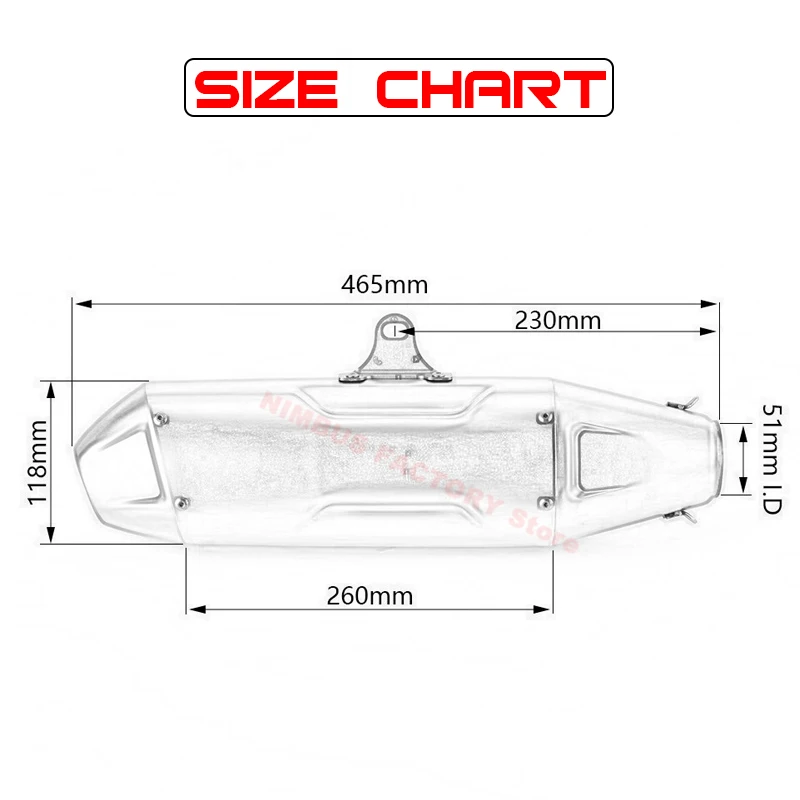 Tubo escape silenciador moto universal 51mm 2lados para KLX 250 CRF450 EXC - imagen 2