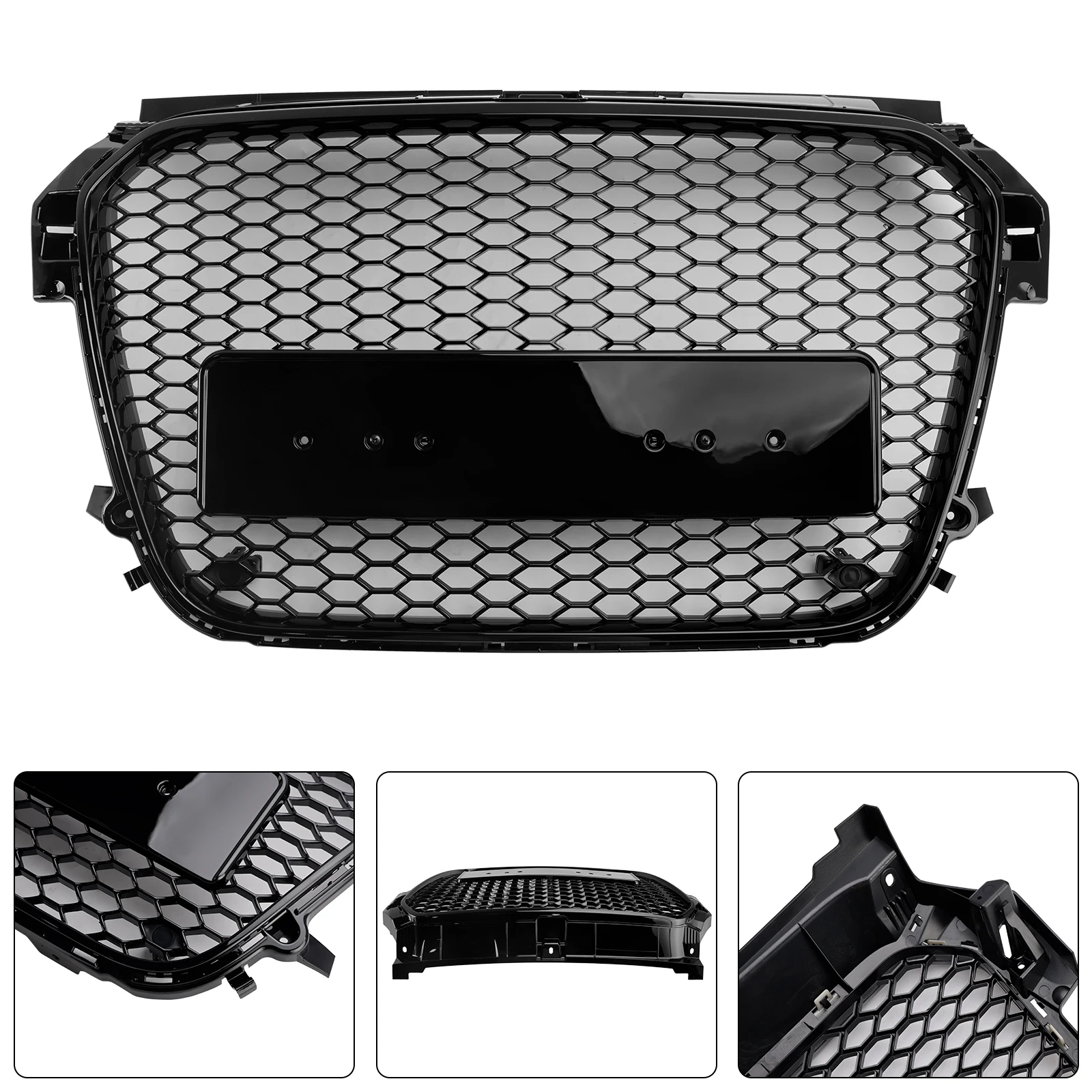 Parrilla delantera panal negro brillante para Audi A1 S1 2010-2014 - imagen 5