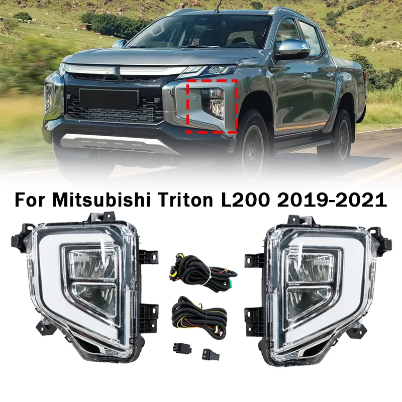 Luz antiniebla LED DRL con intermitente para Mitsubishi L200 2019-2021