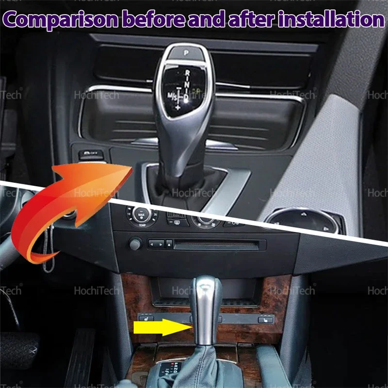 Pomo de cambio LED BMW Serie 5 E60/E61 2004-2007, cuero PU - imagen 3