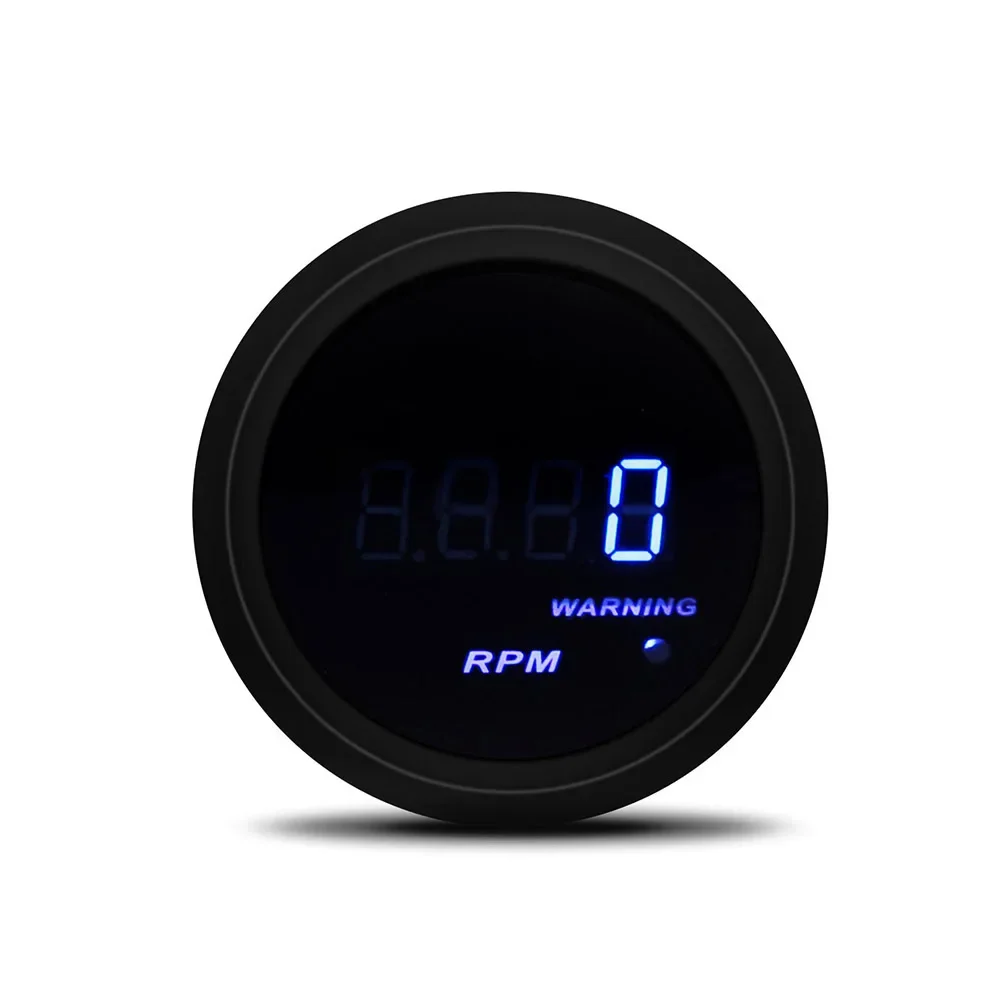 Tacómetro digital 52 mm 12 V LED azul, gasolina 4/6/8 cilindros