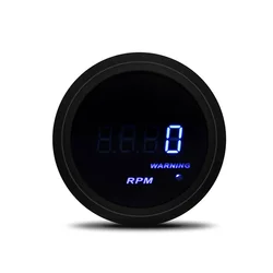 Tacómetro digital 52 mm 12 V LED azul, gasolina 4/6/8 cilindros