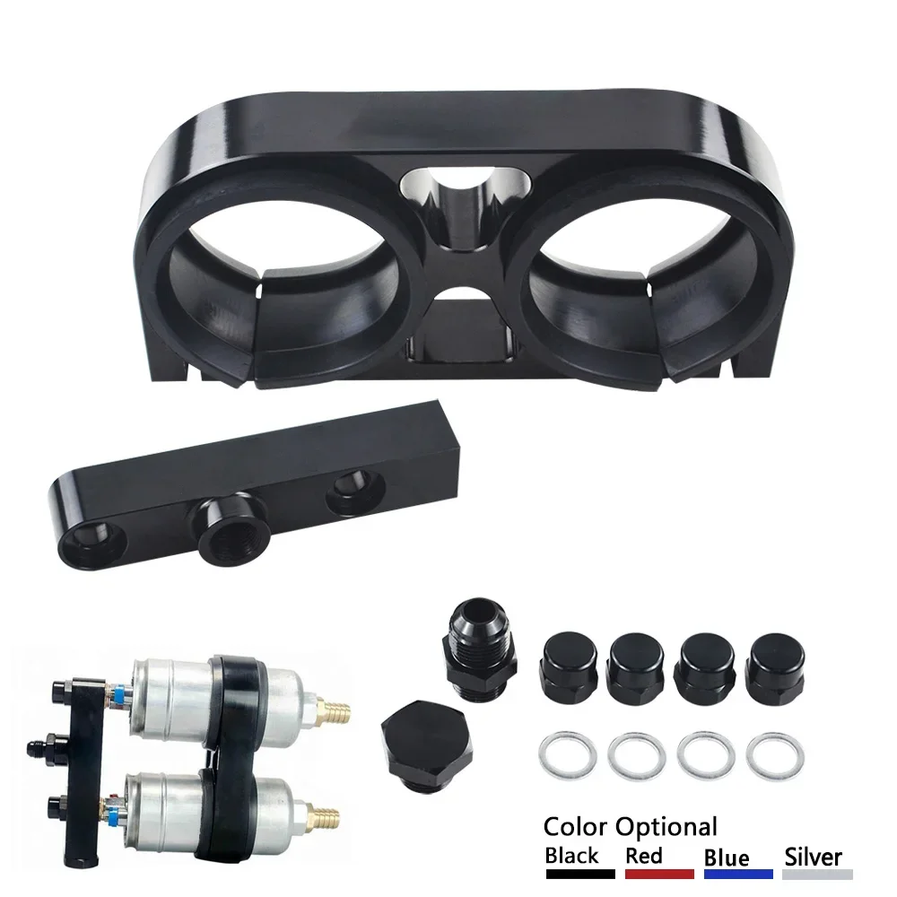 Para 044 colector de salida de bomba de combustible con soporte de montaje soporte de bomba de combustible de coche conjunto de aluminio palanquilla colector de salida doble