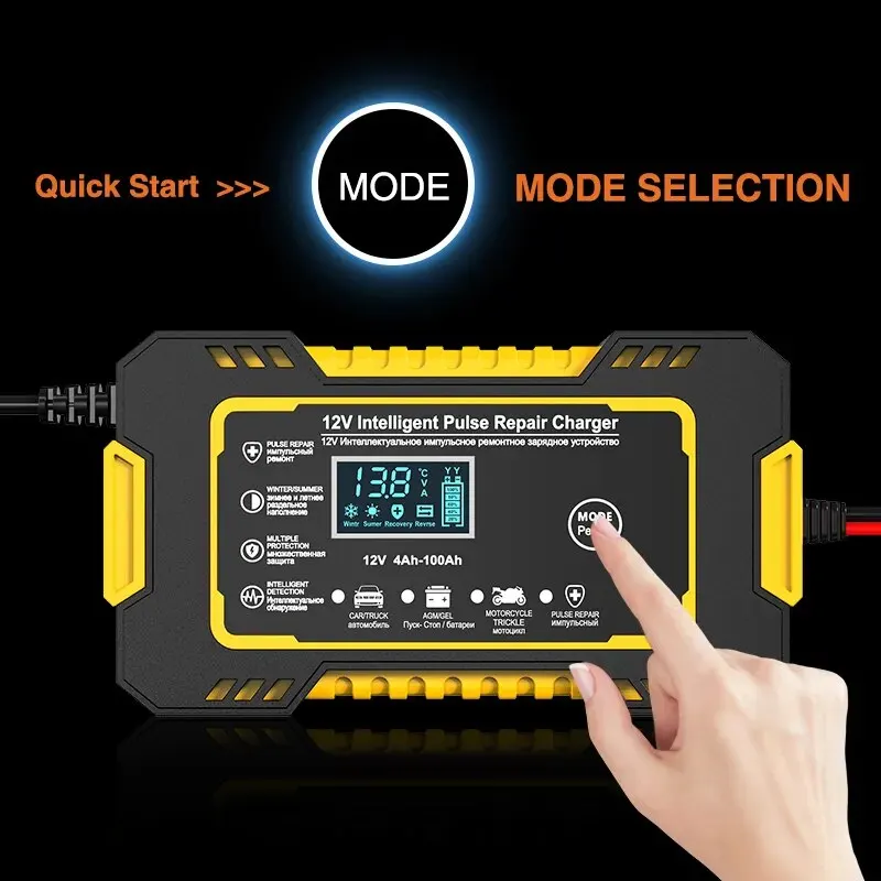 Cargador batería coche 12V 6A automático con pantalla LCD - imagen 2