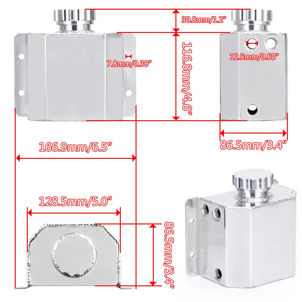 PQY-TK57 Depósito recuperador de aceite universal de aluminio - imagen 4