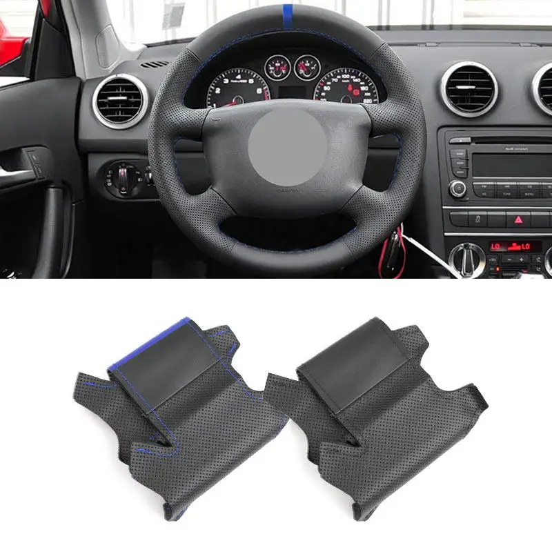 DIY protector para volante para Audi A2 A3 2000-2005 A4 A8 1998-2002 A6 S4 accesorios para volante interior de coche de cuero de microfibra