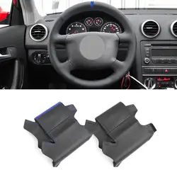 DIY protector para volante para Audi A2 A3 2000-2005 A4 A8 1998-2002 A6 S4 accesorios para volante interior de coche de cuero de microfibra