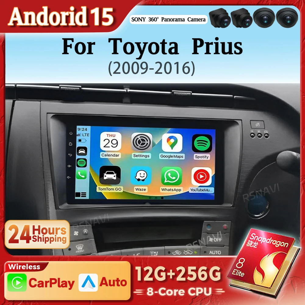 Radio Android 15 con CarPlay para Toyota Prius XW30 2009-2016