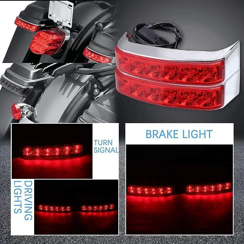 2 uds caja lateral alforja luz trasera freno de marcha lámpara LED cromada para Harley Davidson - imagen 2