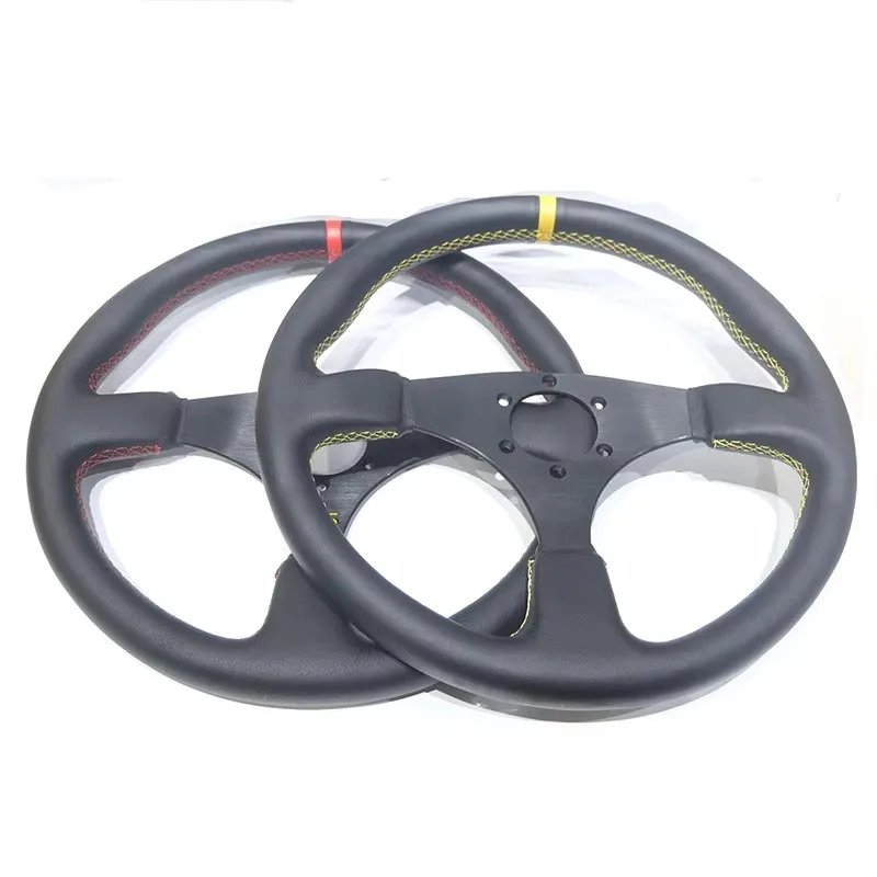 Volante racing plano 350mm piel sintética universal