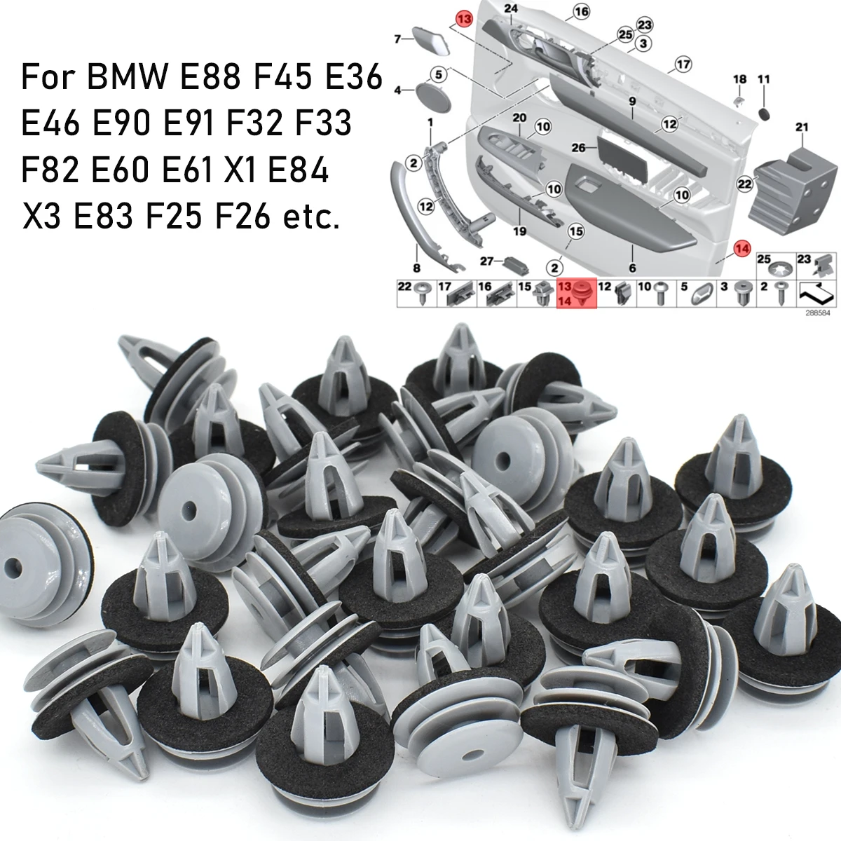 Clips de fijación panel de puerta BMW 51418224781 – E36/E46/E90 - imagen 3