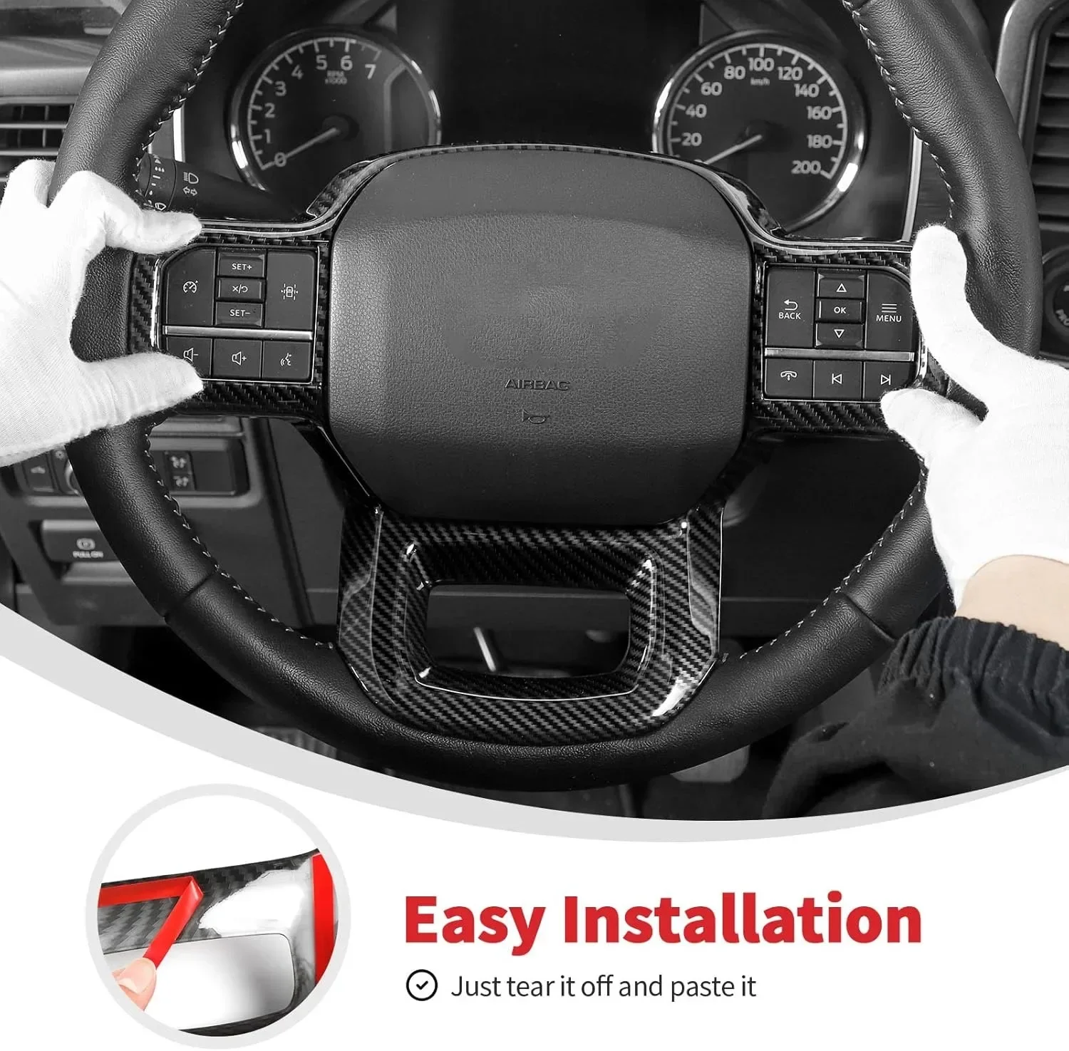 Funda de volante fibra de carbono con lentejuelas – Ford F-150 2021-2023 - imagen 5
