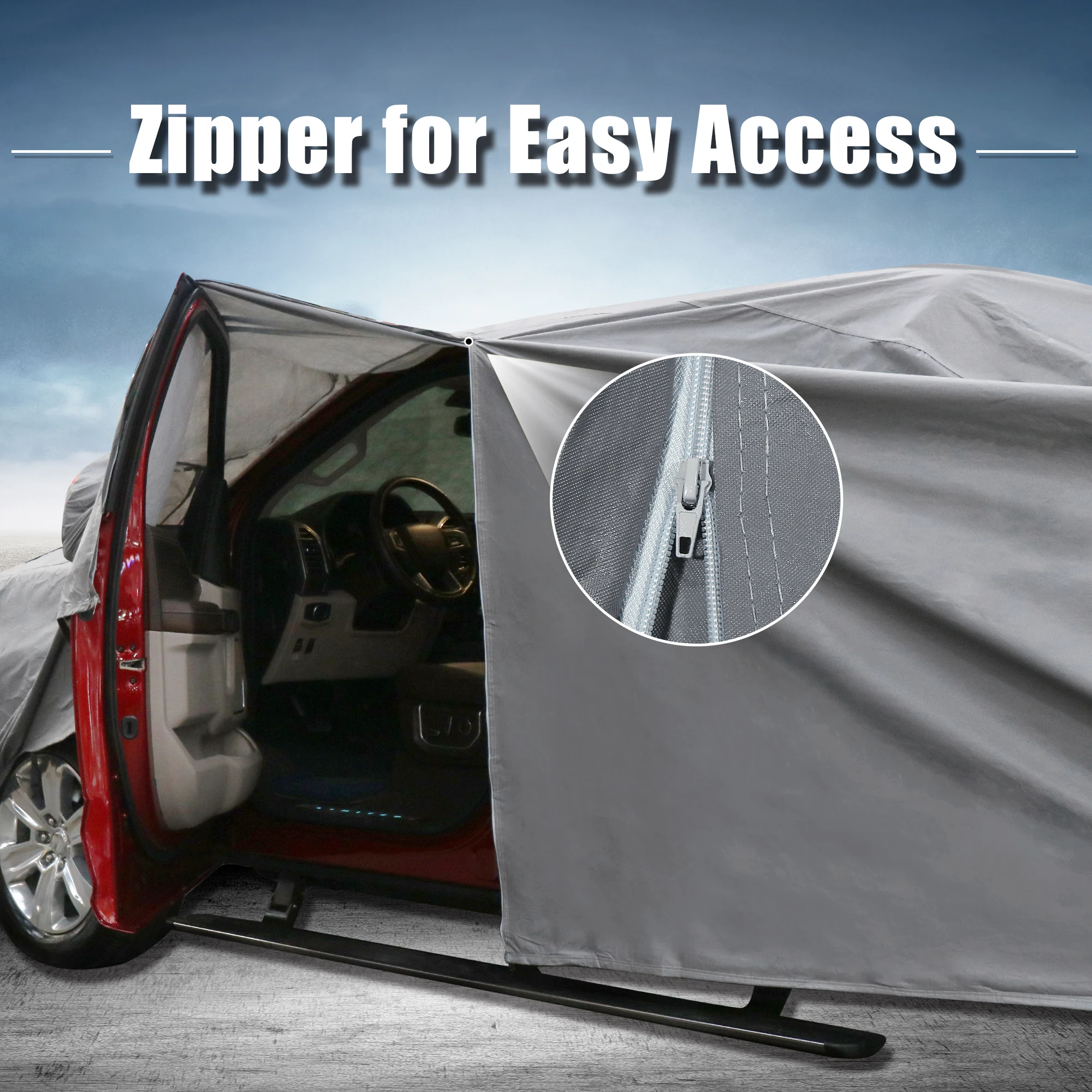 X Autohaux-cubierta de camioneta para Ford F350, cubierta de 4 puertas para cabina extendida, cama larga, sol, lluvia, polvo, viento, nieve, protección impermeable PEV - imagen 4