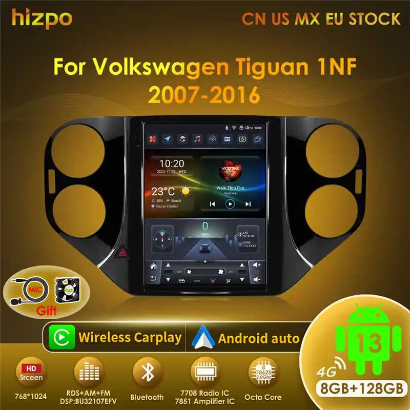 Radio Multimedia Hizpo 2 DIN Android 13 CarPlay – VW Tiguan 2007-2016