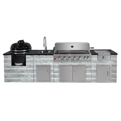 Parrilla barbacoa acero inoxidable con piedra natural para cocina exterior