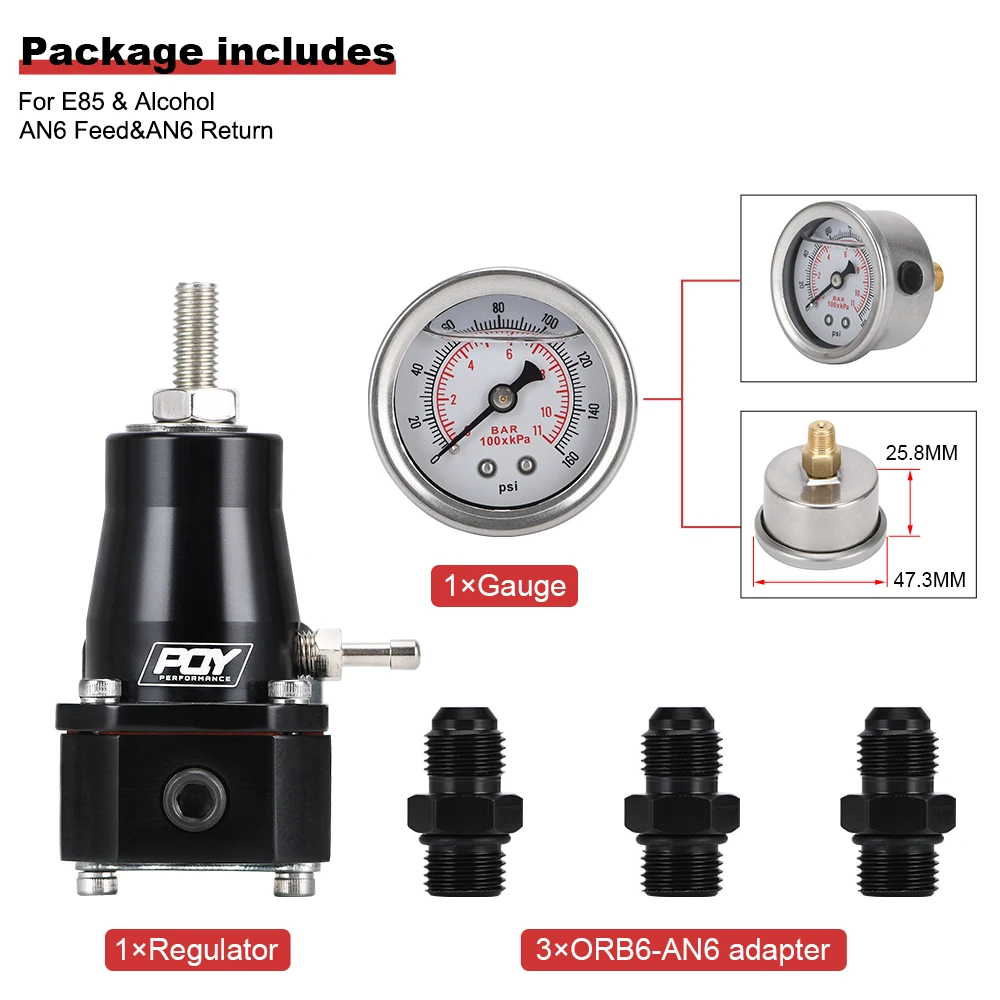WLR Regulador presión combustible AN6 universal 30-70 PSI - imagen 5